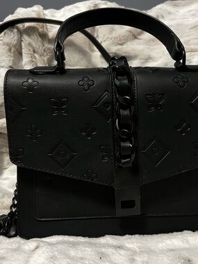 Aldo Black Embossed Top-Handle Shoulder Bag
